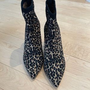 Something Navy leopard print fabric booties